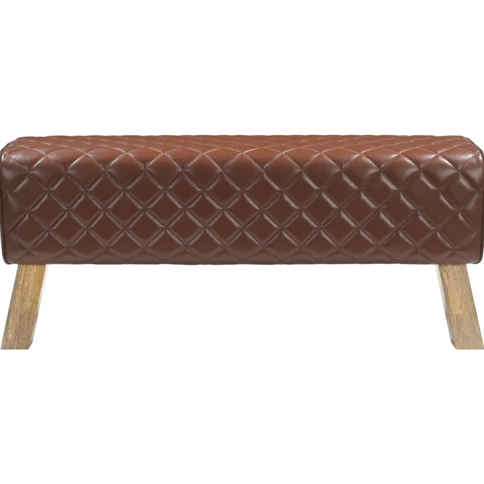 vidaXL Bank 110 x 30 x 45 cm Echt Leer Bruine diamant