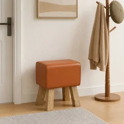 vidaXL Bank 40 x 30 x 45 cm Echt Leer Bruin