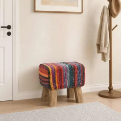 vidaXL Bank 40 x 30 x 45 cm Echt Leer Meerkleurig