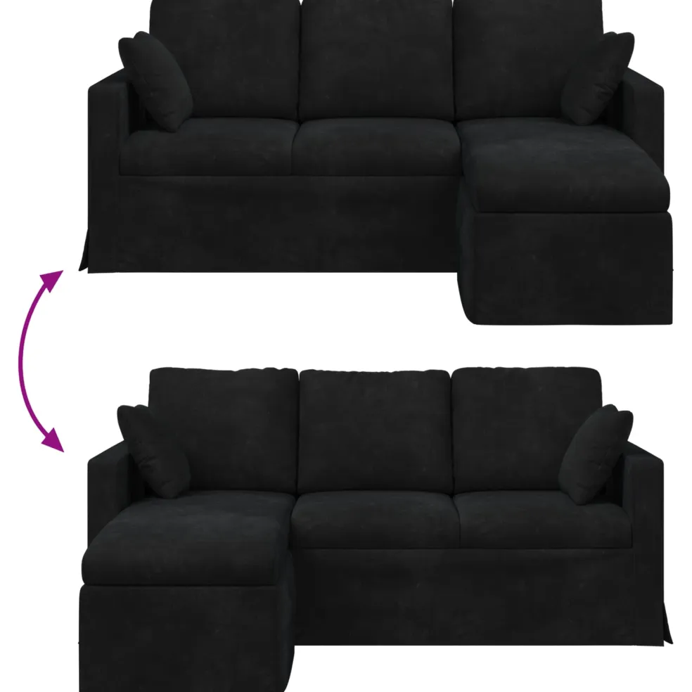 vidaXL Bank Zwart 178 x 134 x 80 cm Fluweel