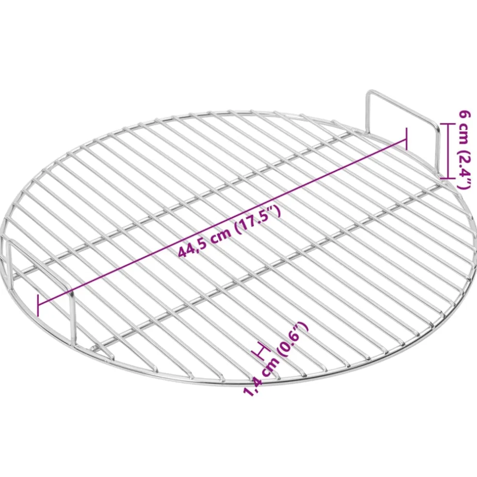 vidaXL Barbecuerooster met handgrepen rond Ø44,5 cm 304 roestvrijstaal