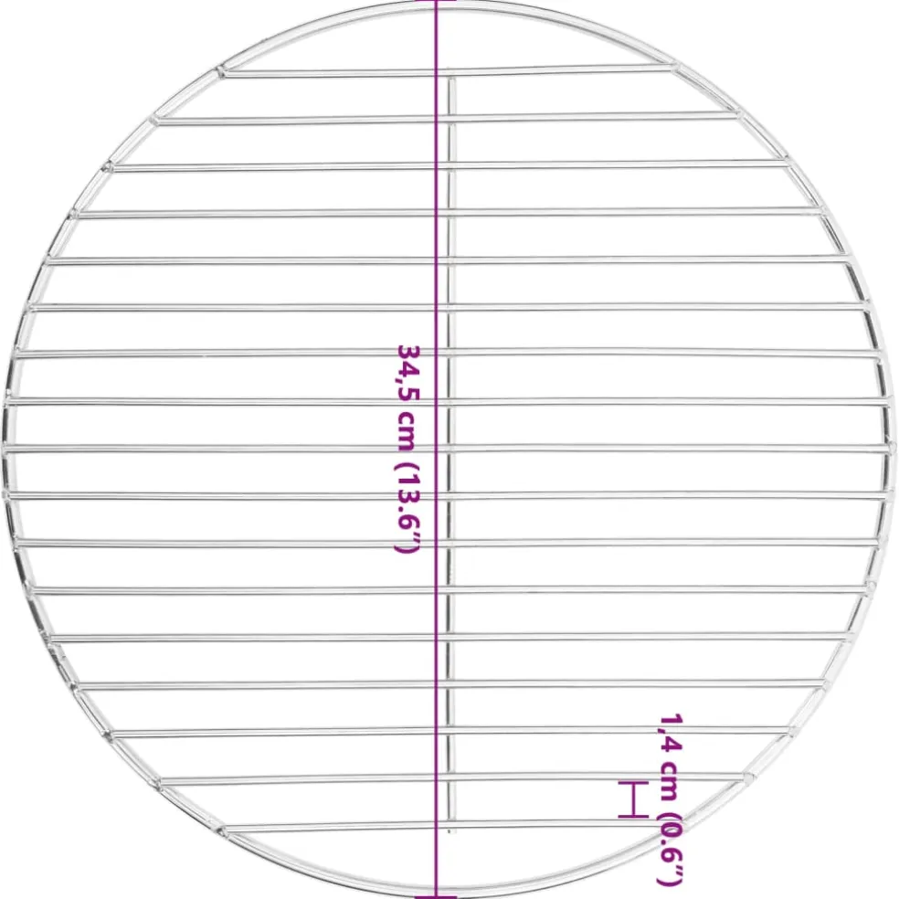 vidaXL Barbecuerooster rond Ø34,5 cm 304 roestvrij staal