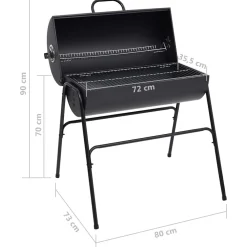 vidaXL Barbecuevat met 2 kookroosters 80x95x90 cm staal zwart