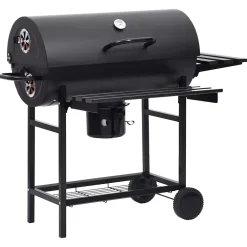 vidaXL Barbecuevat met wielen en schappen 115x85x95 cm staal zwart