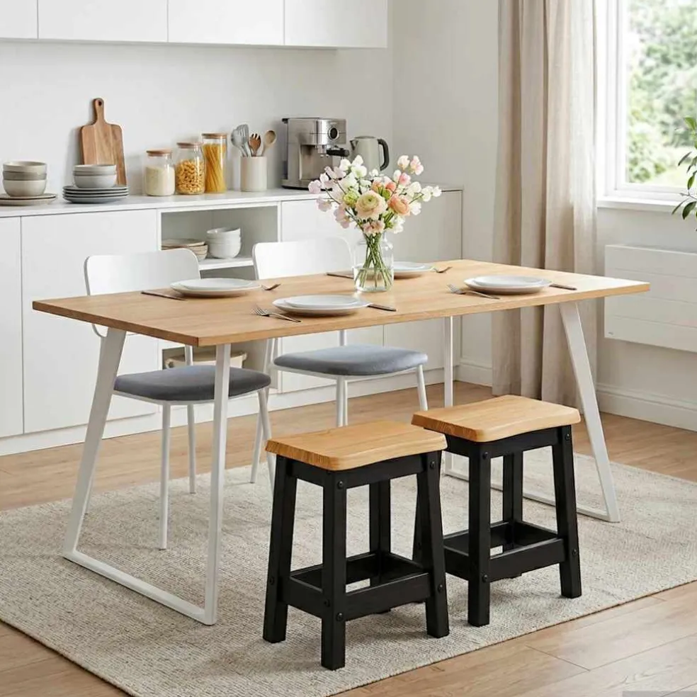 vidaXL Barkruk EKAI 2 st Zwart 40 x 29 x 45,5 cm Massief grenenhout