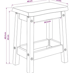 vidaXL Barkruk EKAI 2 st Zwart 40 x 29 x 45,5 cm Massief grenenhout