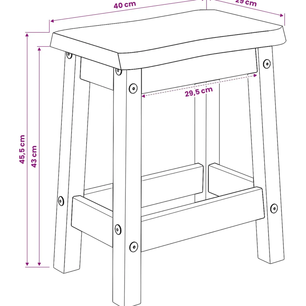 vidaXL Barkruk EKAI 2 st Zwart 40 x 29 x 45,5 cm Massief grenenhout