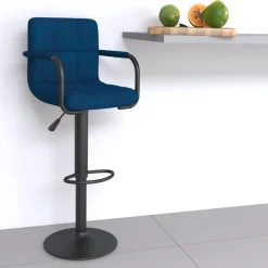 vidaXL Barkruk fluweel blauw