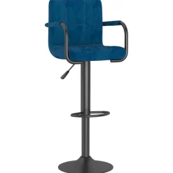vidaXL Barkruk fluweel blauw
