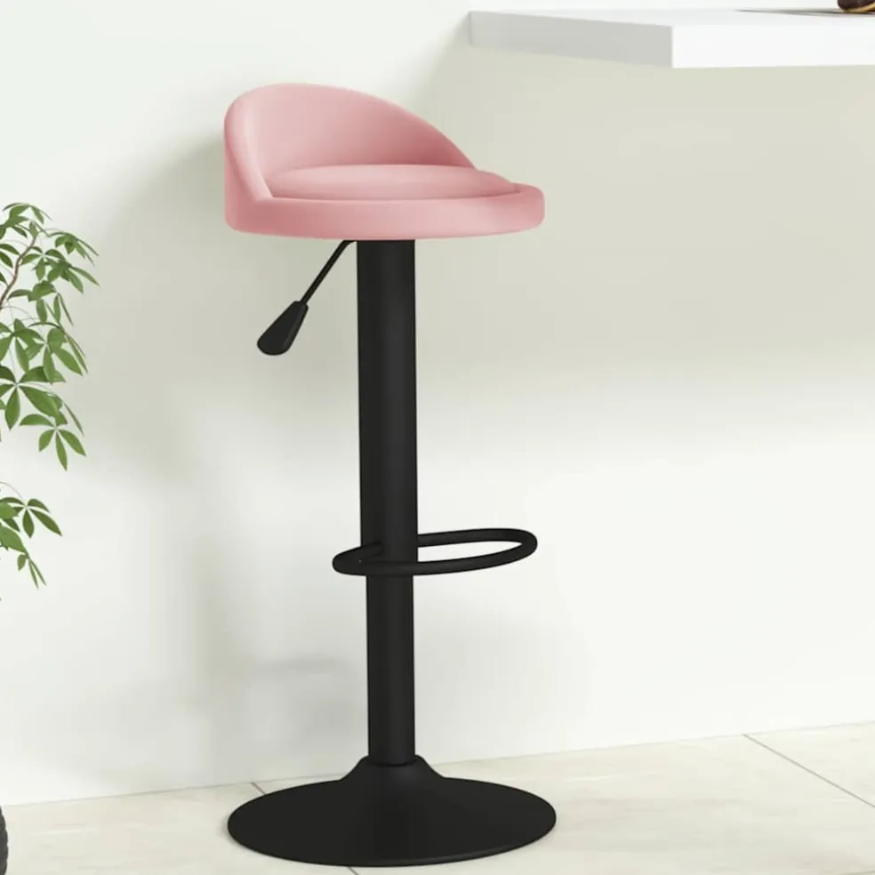 vidaXL Barkruk fluweel roze