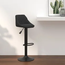 vidaXL Barkruk fluweel zwart