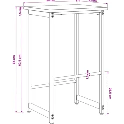 vidaXL Barkruk Grijs Sonoma 40 x 32 x 64 cm Bewerkt hout