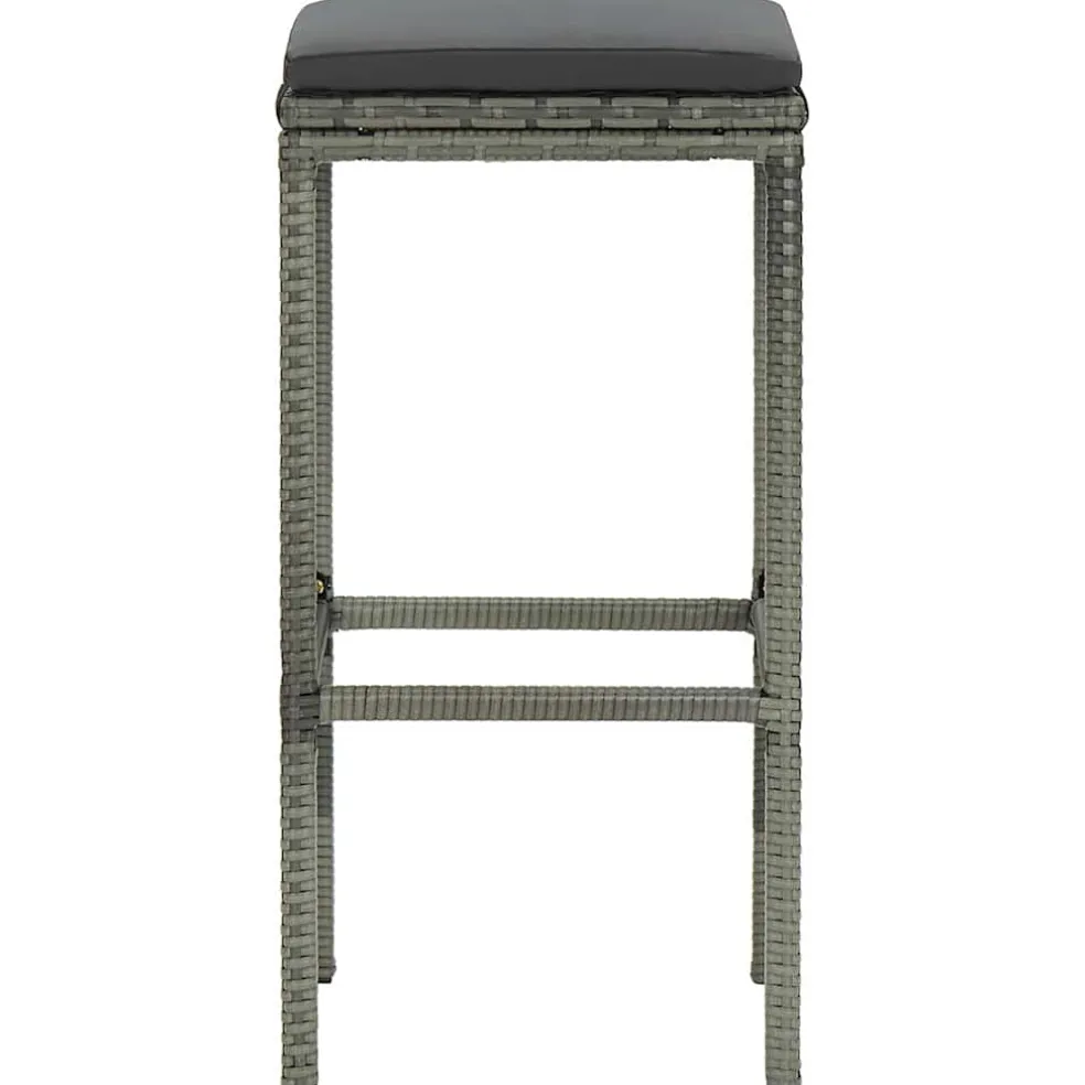 vidaXL Barkrukken met kussens 2 st poly rattan grijs