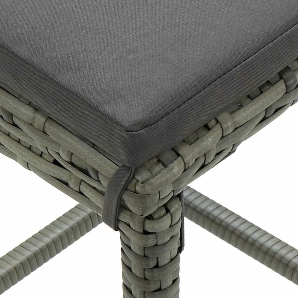 vidaXL Barkrukken met kussens 2 st poly rattan grijs