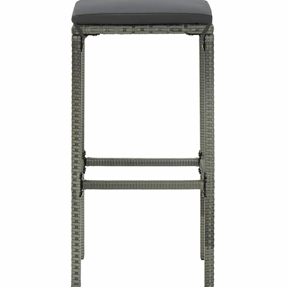 vidaXL Barkrukken met kussens 2 st poly rattan grijs