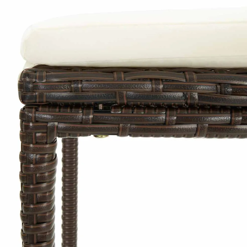 vidaXL Barkrukken met kussens 2 st poly rattan bruin