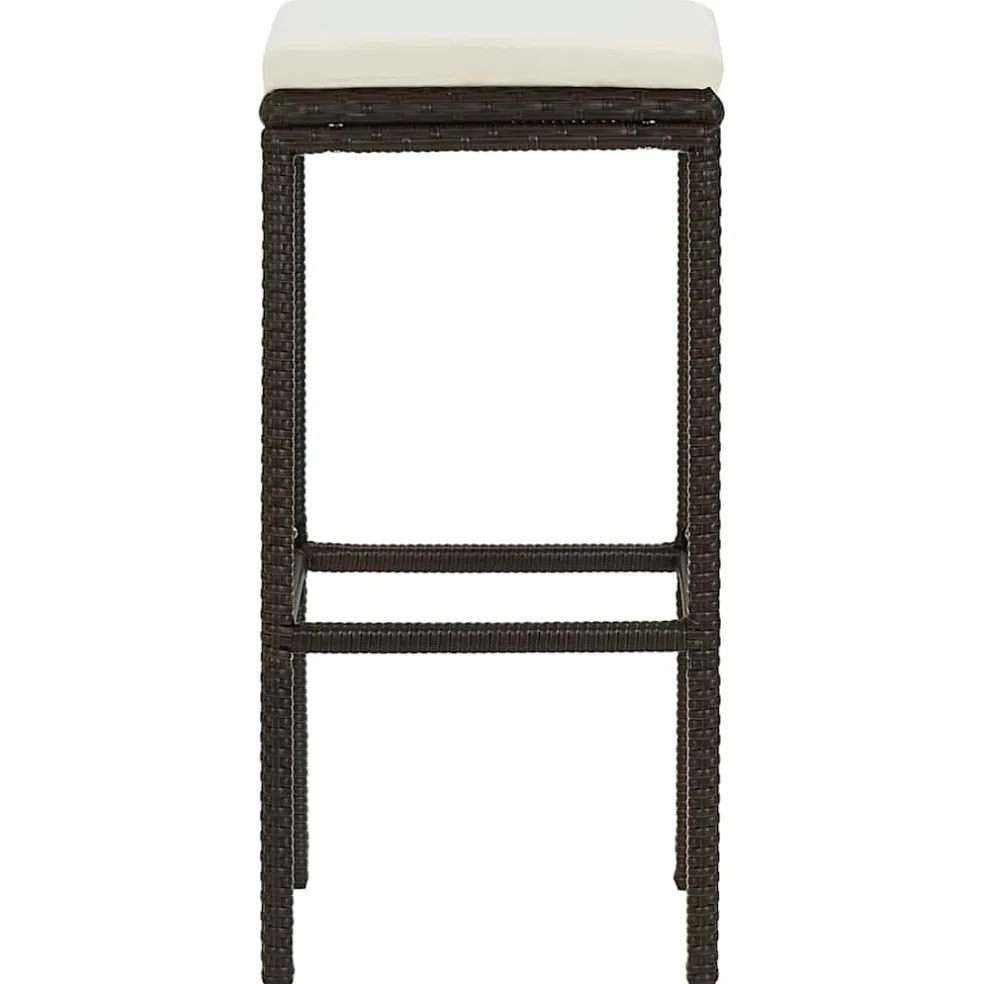 vidaXL Barkrukken met kussens 2 st poly rattan bruin