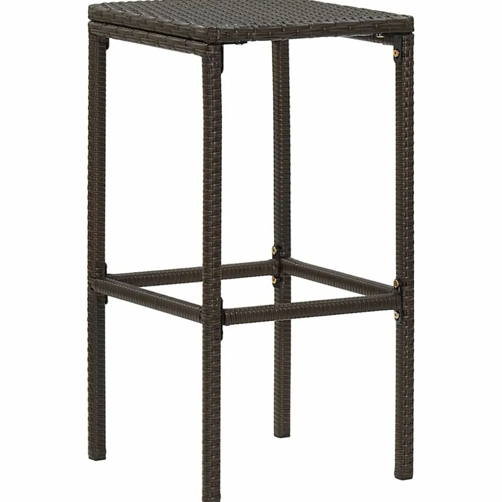 vidaXL Barkrukken met kussens 2 st poly rattan bruin