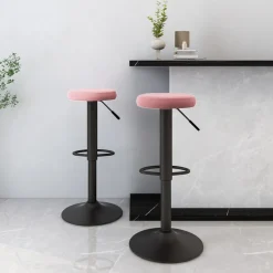 vidaXL Barkrukken 2 st fluweel roze