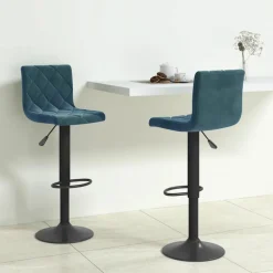 vidaXL Barkrukken 2 st fluweel blauw