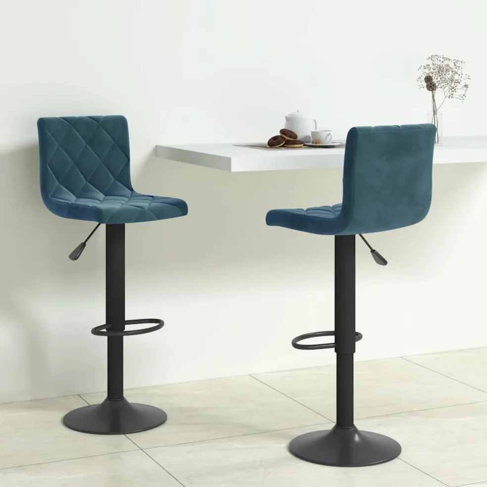 vidaXL Barkrukken 2 st fluweel blauw