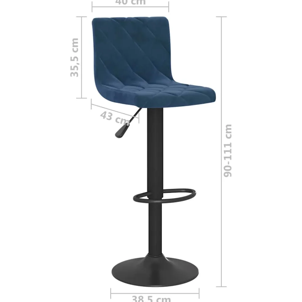 vidaXL Barkrukken 2 st fluweel blauw
