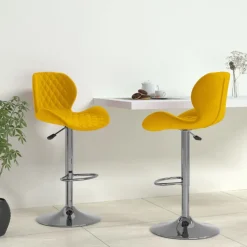 vidaXL Barkrukken 2 st fluweel mosterdgeel