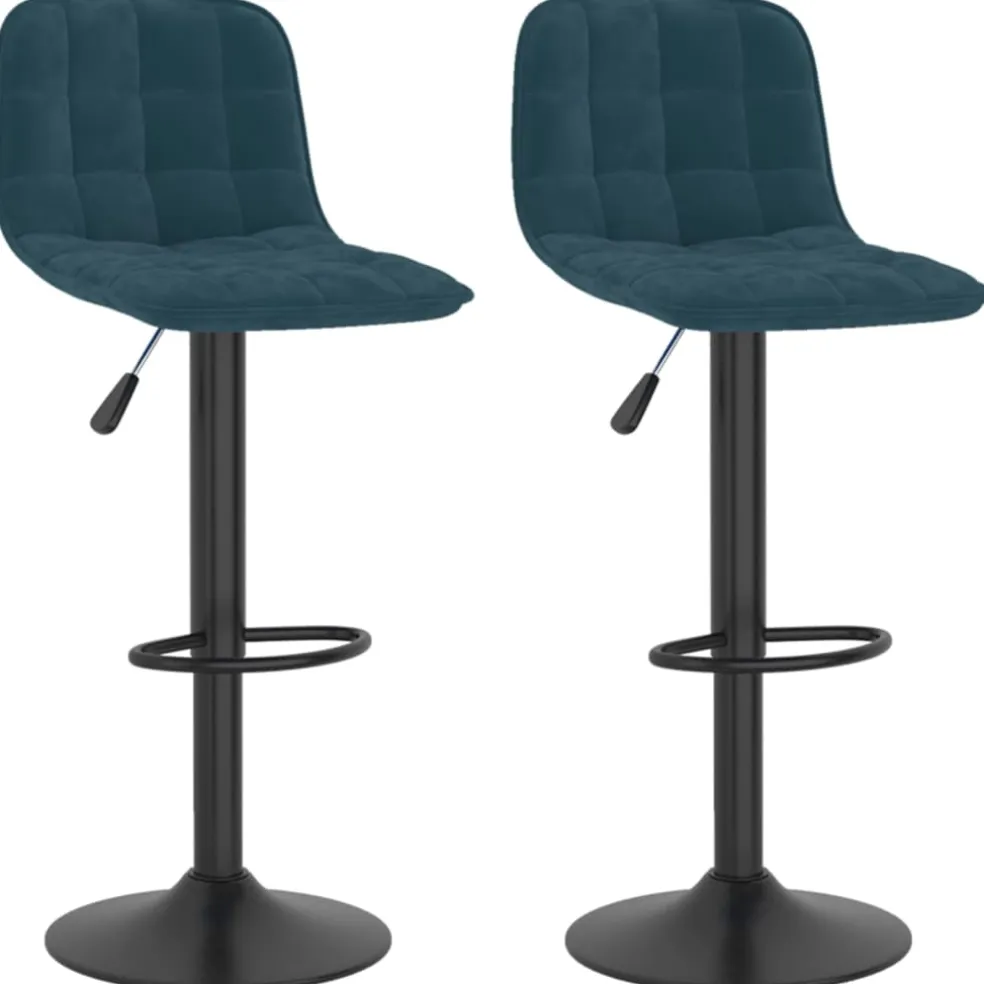 vidaXL Barkrukken 2 st fluweel blauw