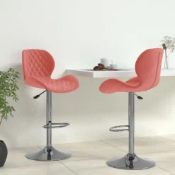 vidaXL Barkrukken 2 st fluweel roze