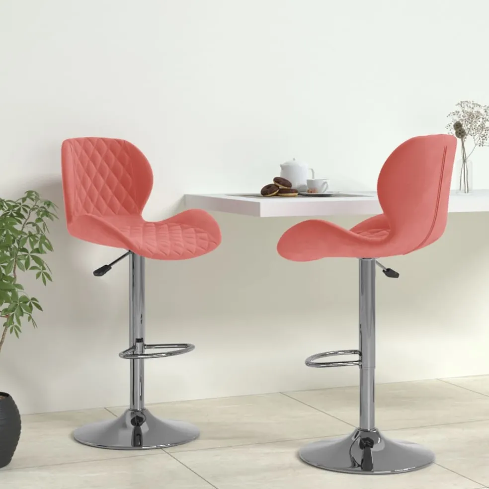 vidaXL Barkrukken 2 st fluweel roze