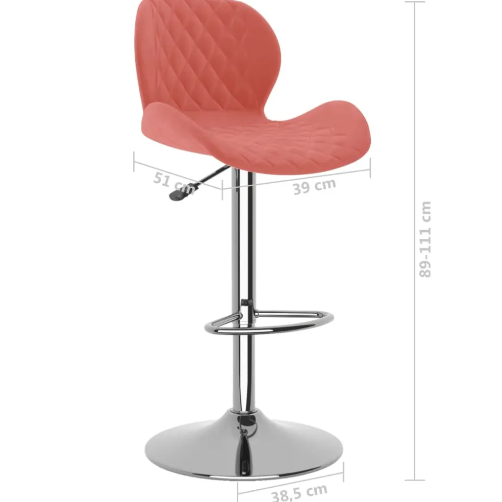 vidaXL Barkrukken 2 st fluweel roze