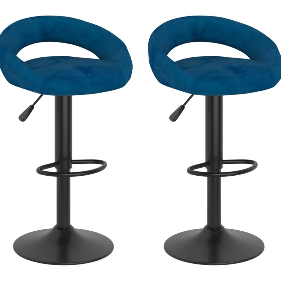 vidaXL Barkrukken 2 st fluweel blauw