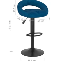 vidaXL Barkrukken 2 st fluweel blauw