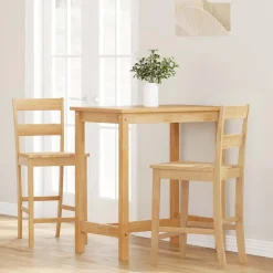 vidaXL Barkrukken 2 st massief houtrubber naturel