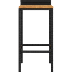 vidaXL Barkrukken 2 st poly rattan en massief acaciahout zwart