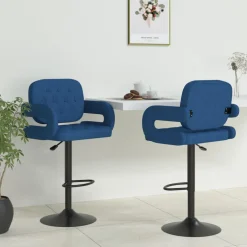 vidaXL Barkrukken 2 st stof blauw