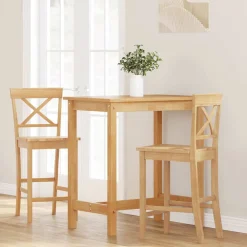 vidaXL Barkrukken 2 stuks natuurlijk massief hout rubber