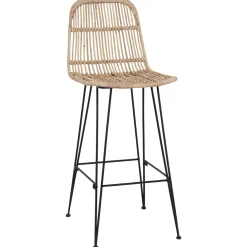vidaXL Barkruk 2 st Naturel 44 x 55 x 109 cm Rattan en staal