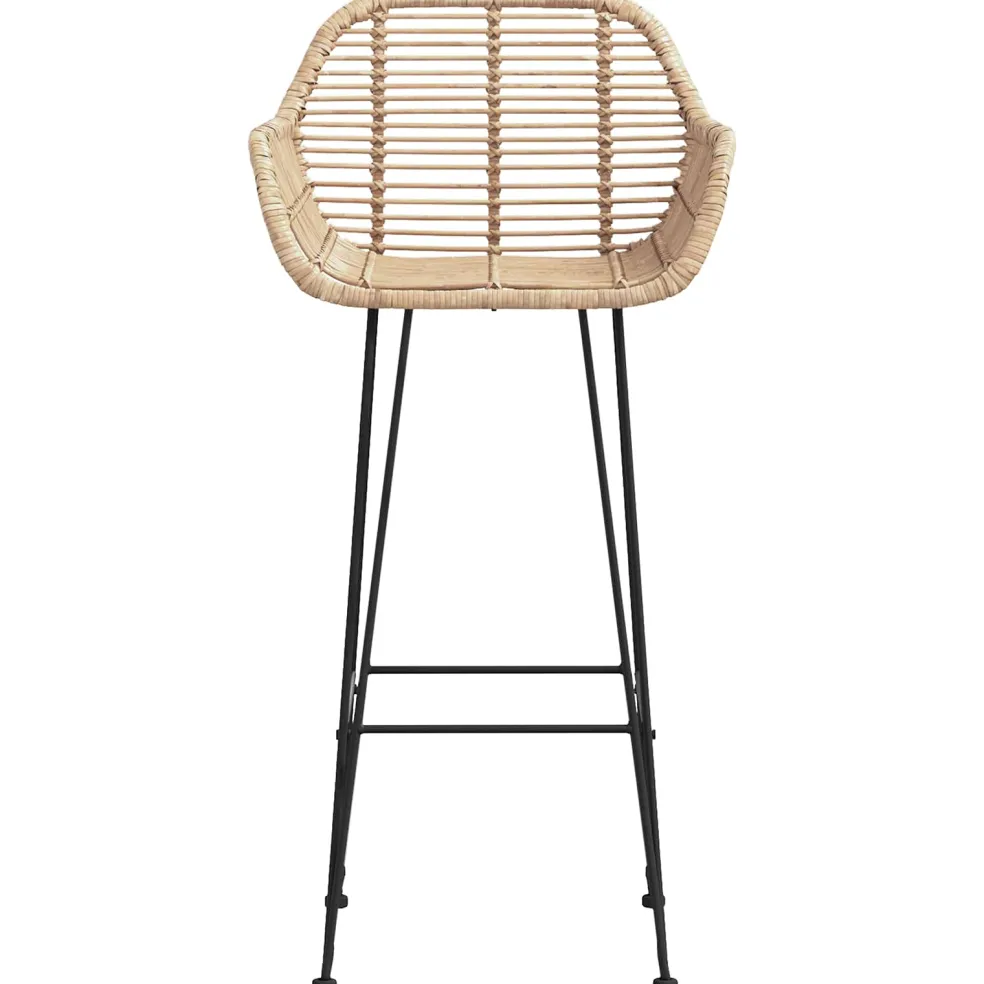 vidaXL Barkruk 2 st Naturel 55 x 52 x 105 cm Riet en IJzer