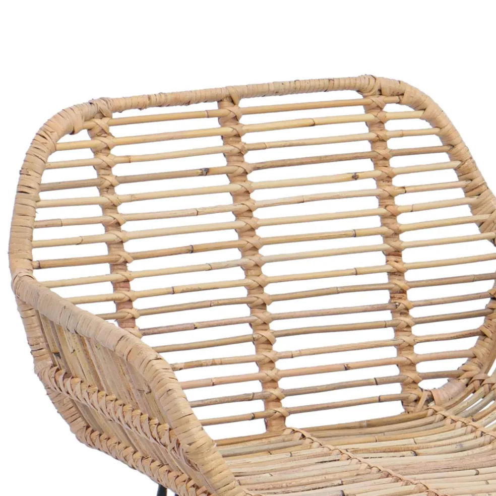 vidaXL Barkruk 2 st Naturel 55 x 52 x 105 cm Riet en IJzer