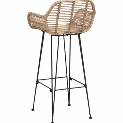 vidaXL Barkruk 2 st Naturel 55 x 52 x 105 cm Riet en IJzer