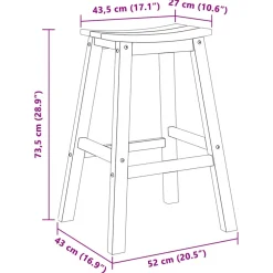 vidaXL Barkruk 2 st Zwart 52 x 43 x 73,5 cm HDPE