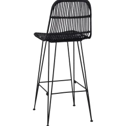 vidaXL Barkruk 2 st Zwart 44 x 55 x 109 cm Rattan en staal