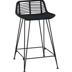 vidaXL Barkruk 2 st Zwart 44 x 45 x 76 cm Rattan en staal