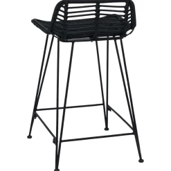 vidaXL Barkruk 2 st Zwart 44 x 45 x 76 cm Rattan en staal