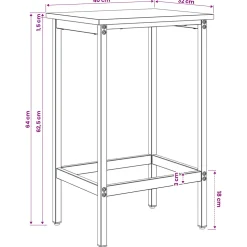 vidaXL Barkruk Zwart eiken 40 x 32 x 64 cm Bewerkt hout