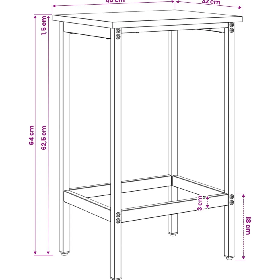 vidaXL Barkruk Zwart eiken 40 x 32 x 64 cm Bewerkt hout