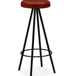 vidaXL Barset massief gerecycled hout en echt leer 5-delig