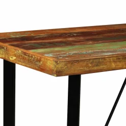 vidaXL Barset massief gerecycled hout en echt leer 5-delig