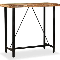 vidaXL Barset massief gerecycled hout en echt leer 5-delig
